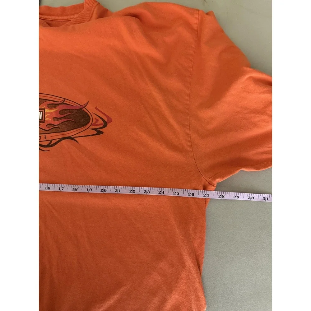 Vintage Harley-Davidson Shirt Mens 3XL Orange Woodstock IL Flames‎ Long Sleeve